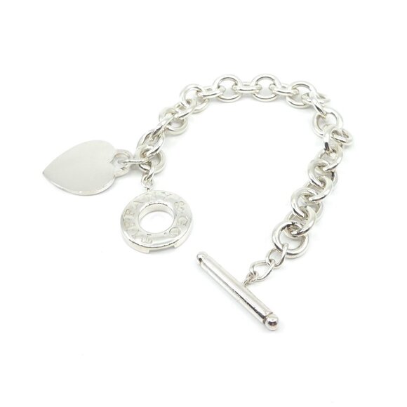 Tiffany & Co Sterling Silver Return to Tiffany Toggle Engravable Heart Bracelet - Picture 3 of 15